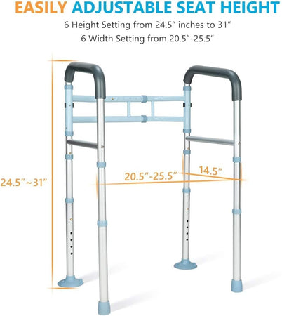 Width Adjustable-300LBS Capacity  Stand Alone Toilet Safety Frame
