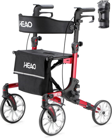 Rollator Walker with Seat, Shock Absorber for Senior with Cup Holder