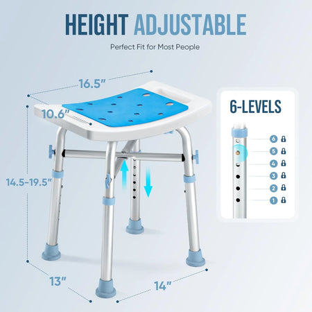 Padded Bath Seat with 6 Height Adjustable Tube