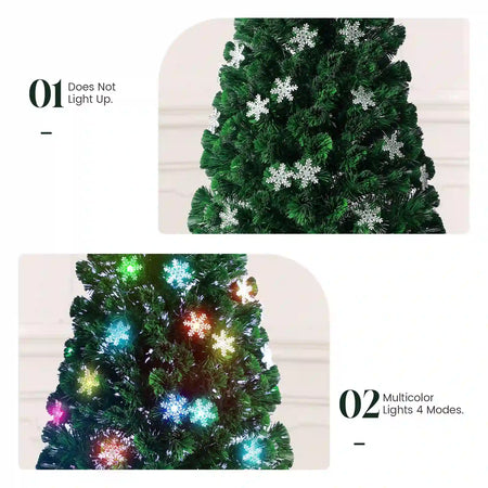 Artificial Christmas Tree with Colorful Snowflake LED Lights#size_6.5FT