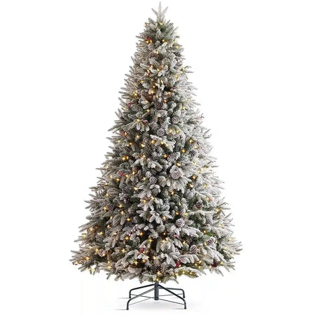 7.5FT Snow Flocked Pre-lit Christmas Tree#size_7.5FT